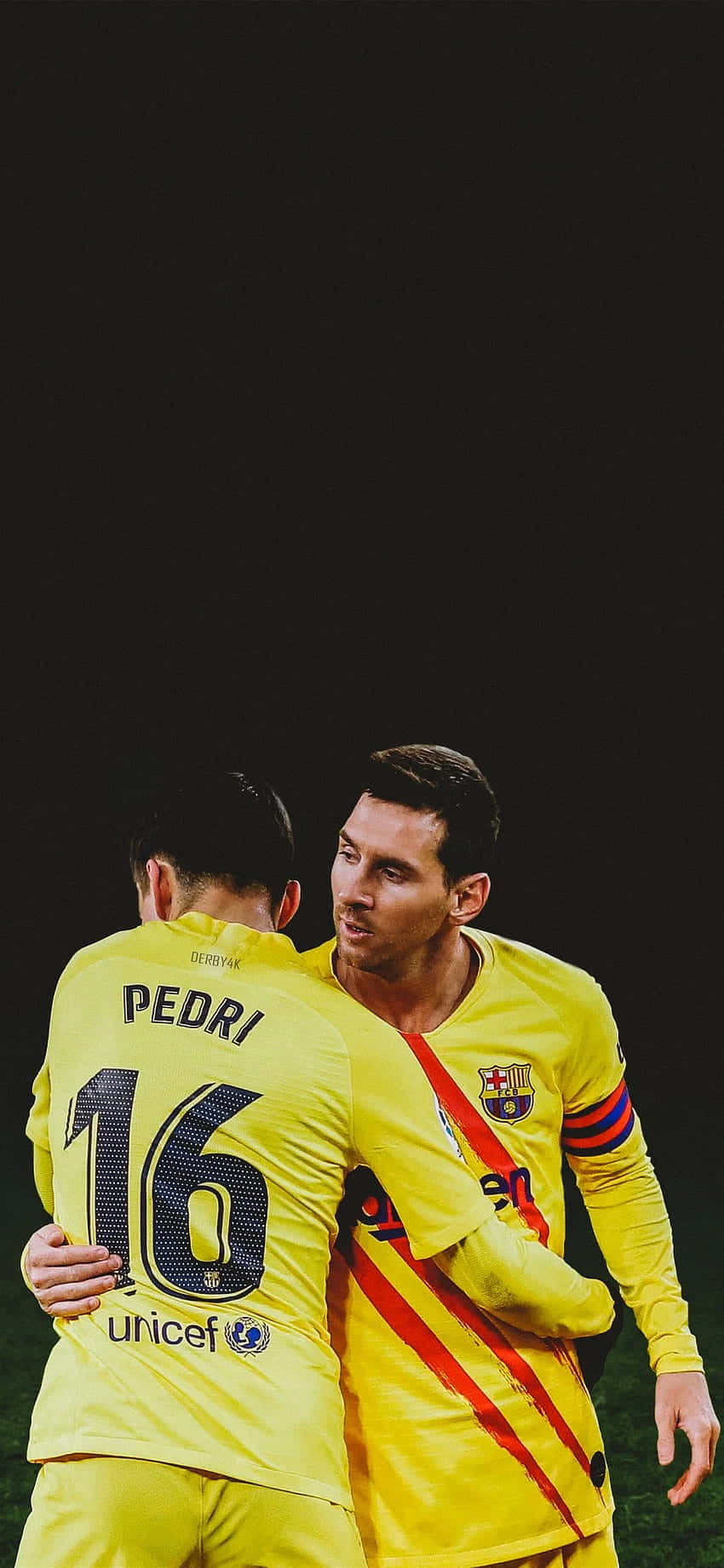 Pedri, yellow jerseys, stadium lights, HD Phone Wallpaper