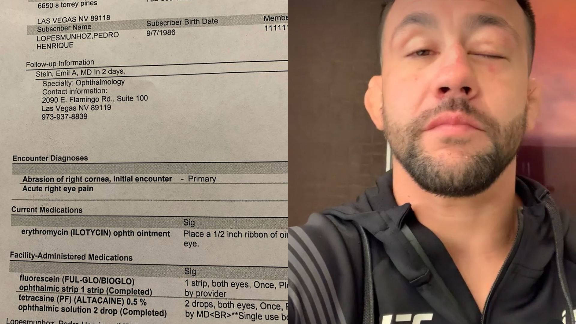 Pedro Munhoz, black hoodie, medical document, Full HD Desktop Wallpaper