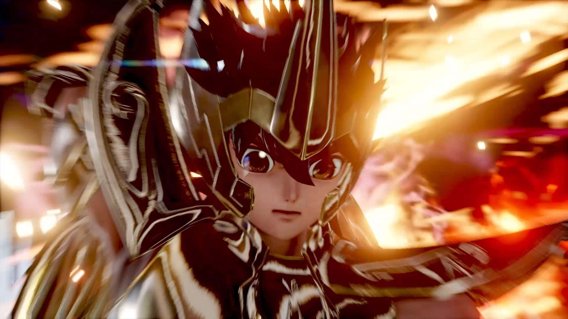 Pegasus Seiya, golden armor, fiery motion blur, Full HD Desktop Wallpaper