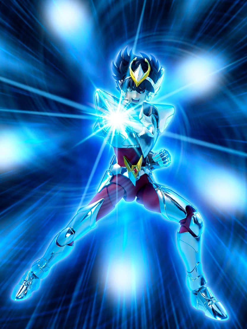 Pegasus Seiya, cosmic energy, silver and red armored warrior, SD Phone Wallpaper