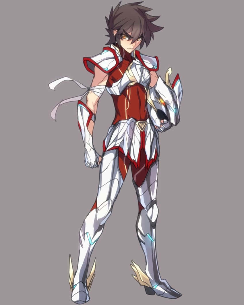 Pegasus Seiya, white and red armor, helmet, SD Phone Wallpaper