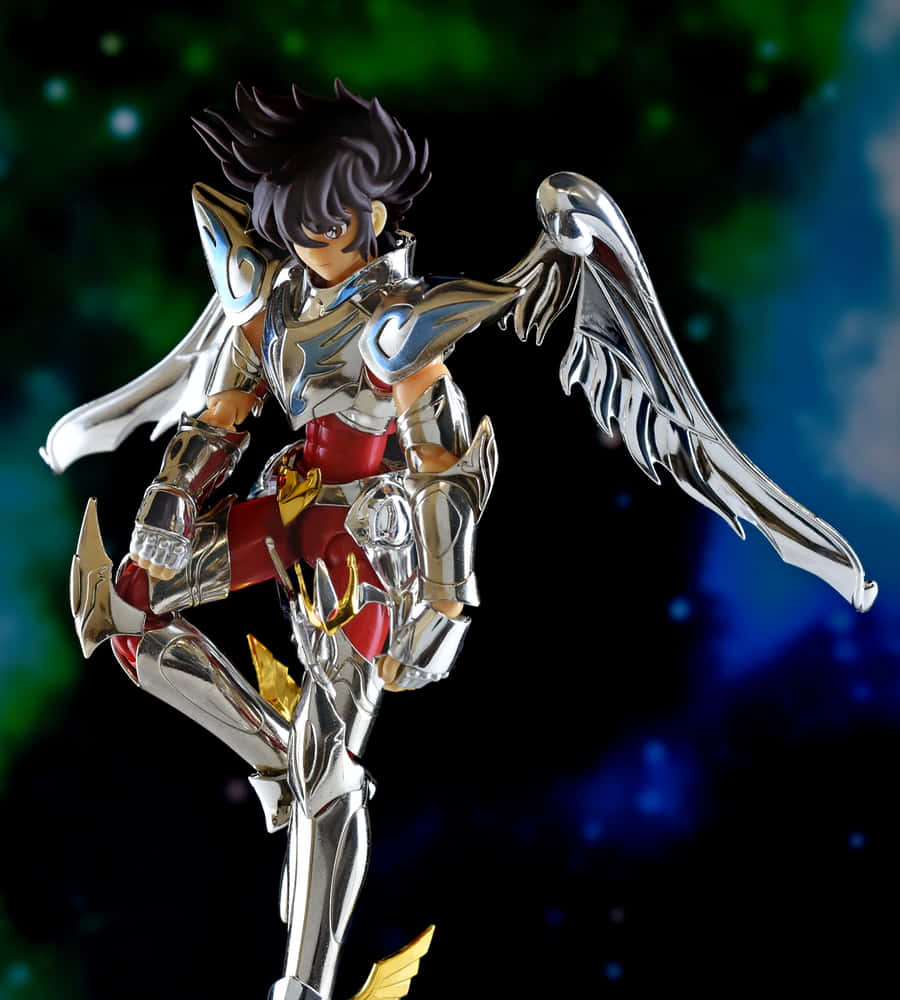 Pegasus Seiya, armor, silver and red, SD Phone Wallpaper