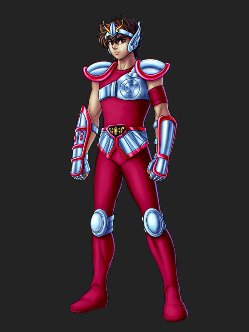 Pegasus Seiya, red and silver armor, anime-style warrior, SD Phone Wallpaper