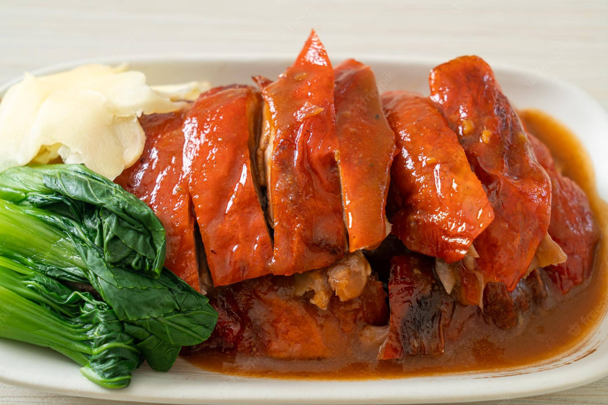 Peking Duck, baby bok choy, braised duck, Full HD Desktop Wallpaper