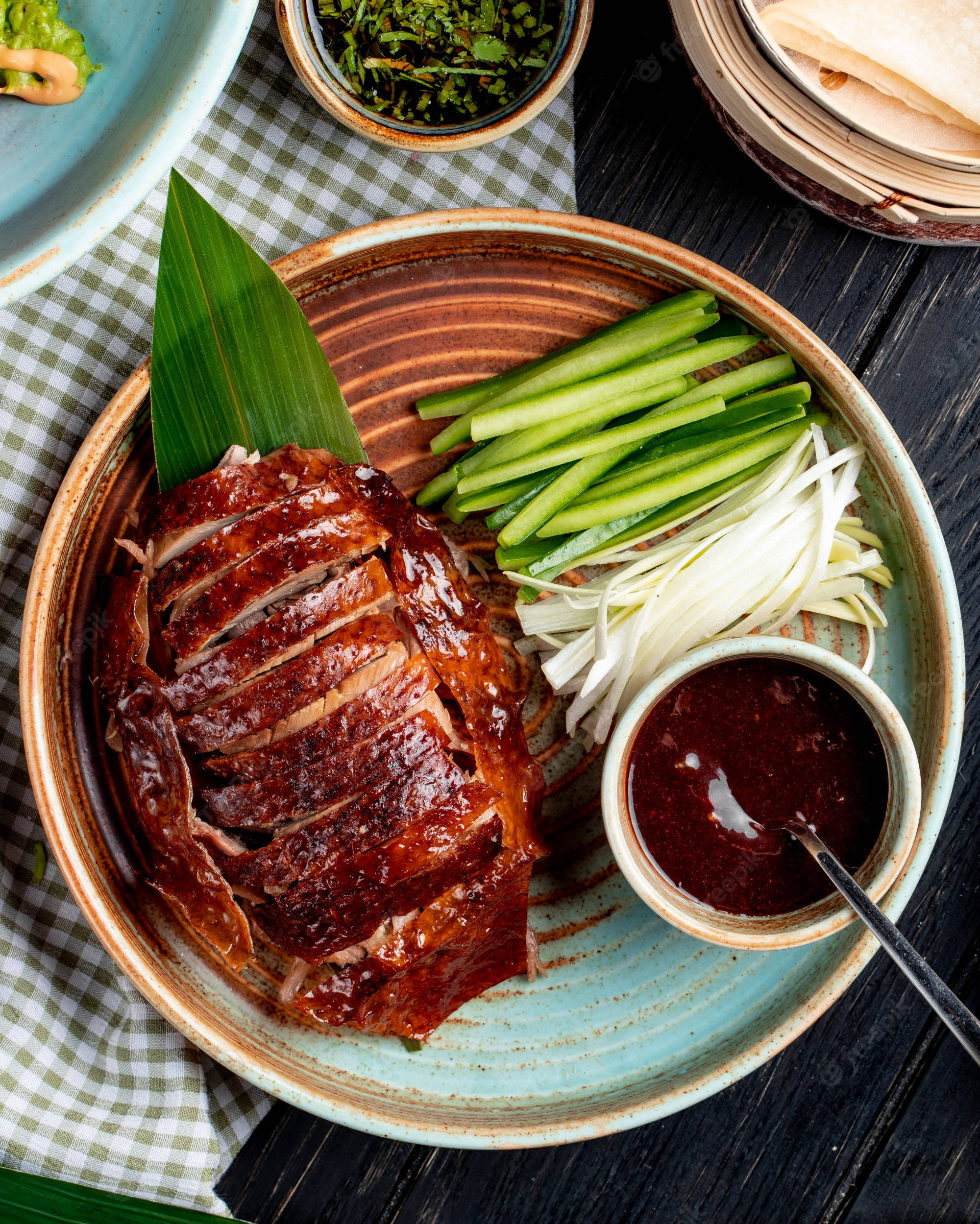 Peking Duck, dark sauce, cucumber, Full HD Phone Wallpaper