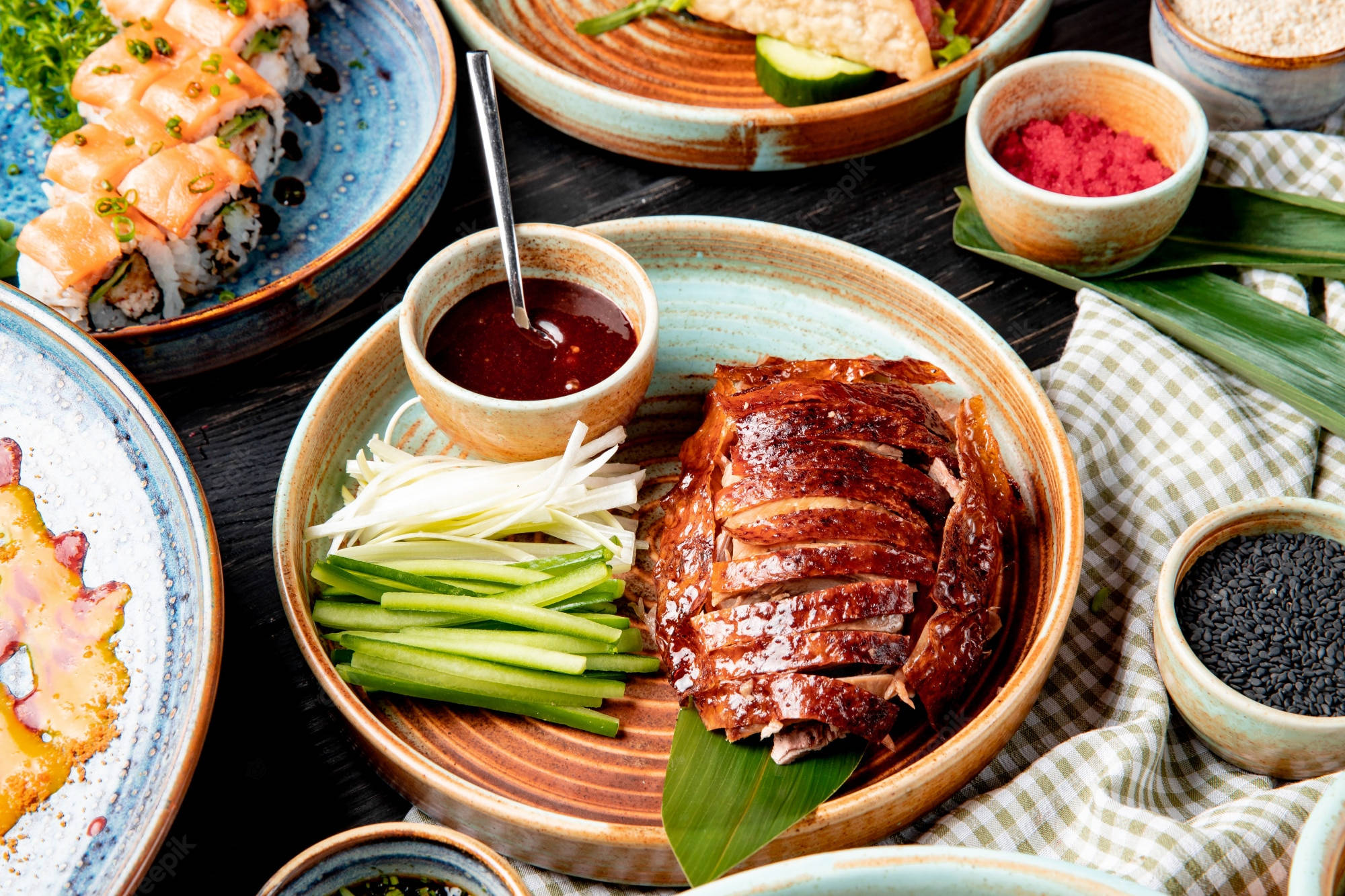 Peking Duck, Welsh onions, cucumber, Full HD Desktop Wallpaper