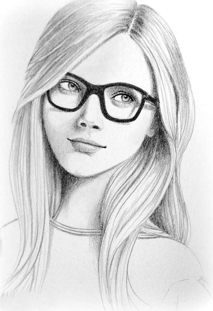 pencil sketch, young woman, long blonde hair, SD Phone Wallpaper