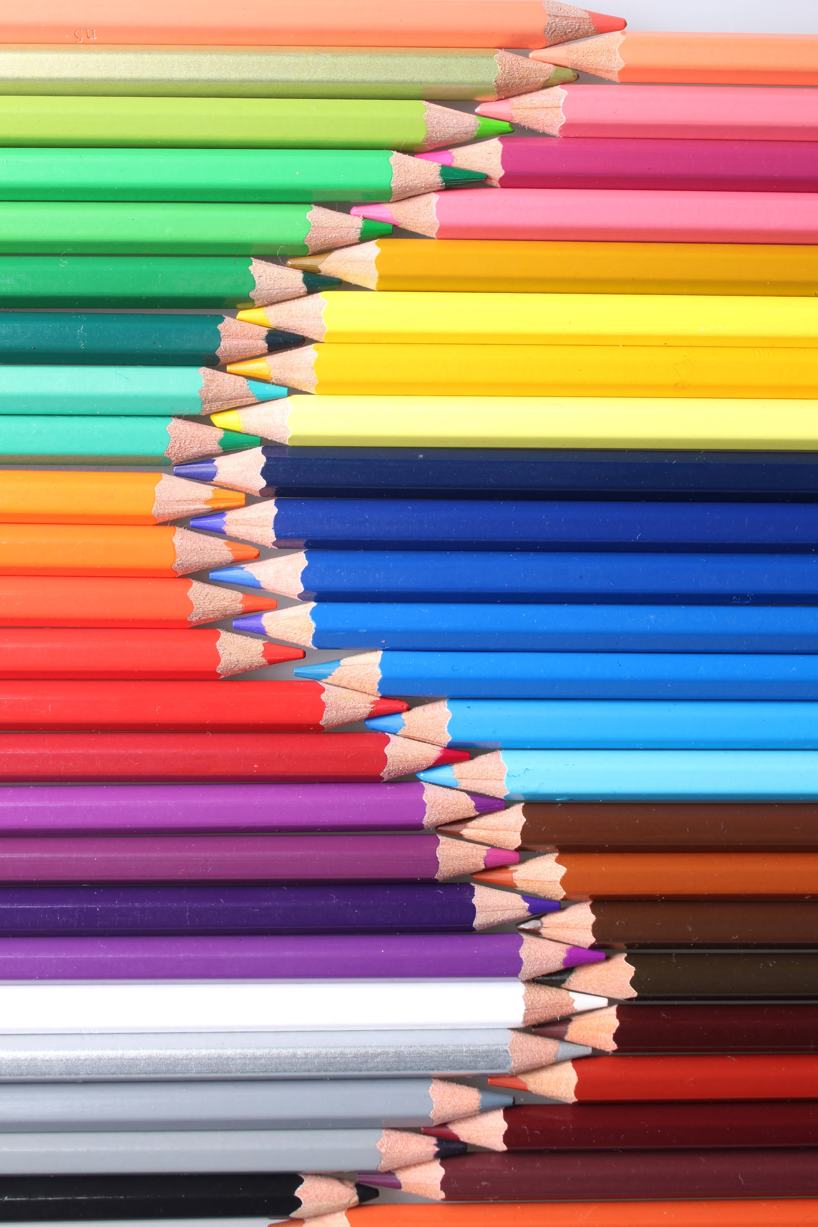 colored pencil, rainbow gradient, sharpened colored pencils, 5K Phone Wallpaper