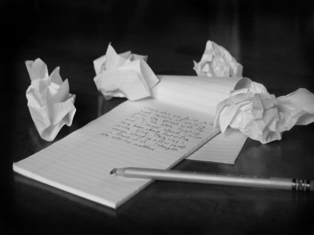 notebook, handwritten text, crumpled paper, SD Desktop Wallpaper