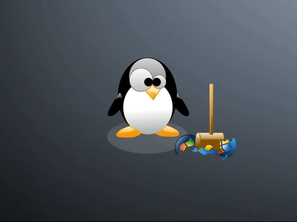 Penguin Tux, broken browser icon, gavel, SD Desktop Wallpaper