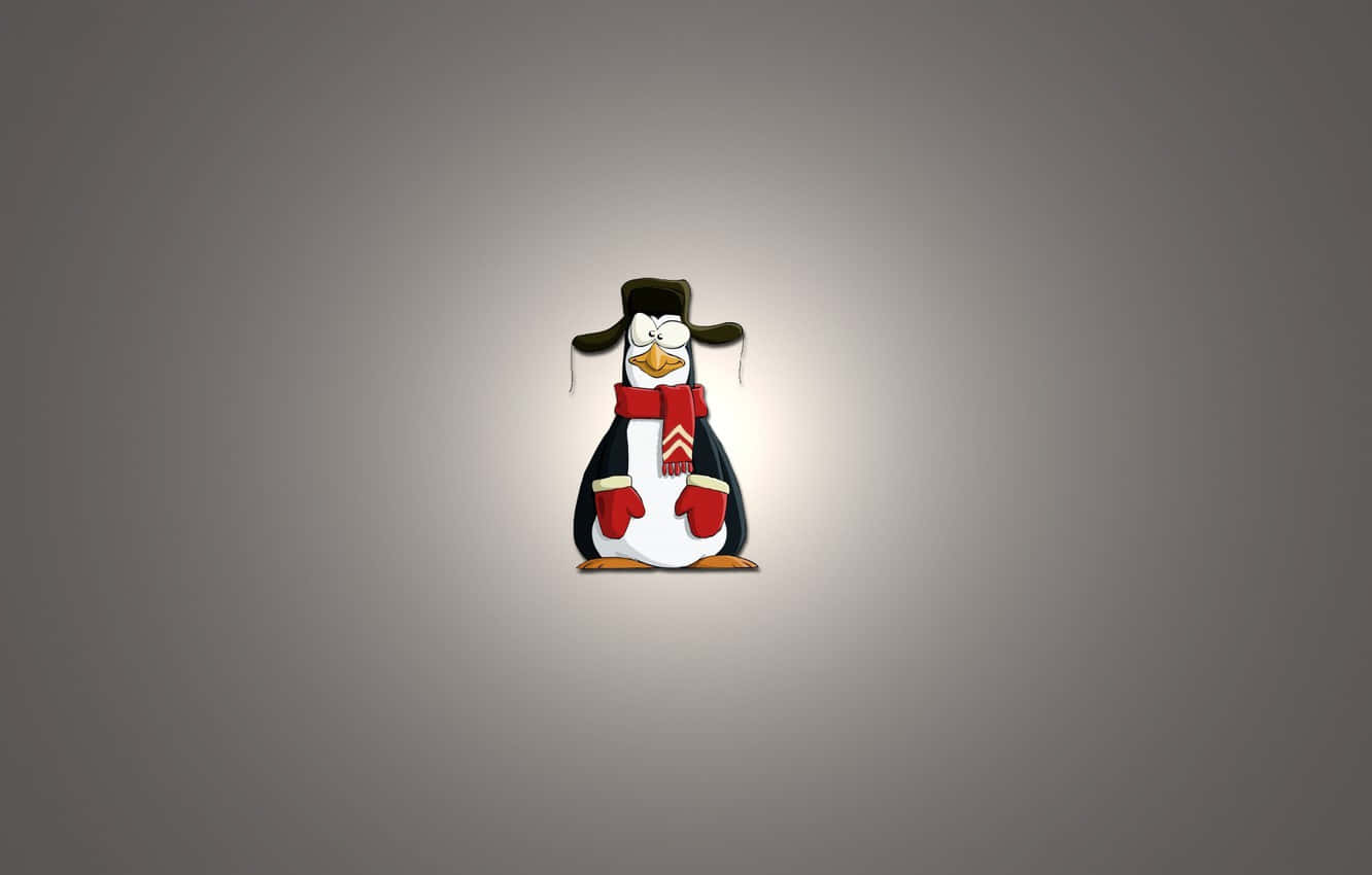Penguin Tux, hat, scarf, HD Desktop Wallpaper