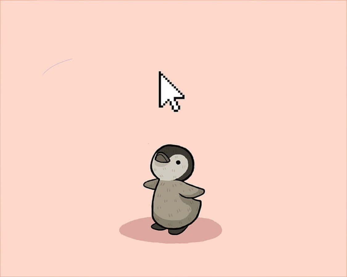 Penguin Tux, pixelated penguin, computer mouse cursor, SD Desktop Wallpaper