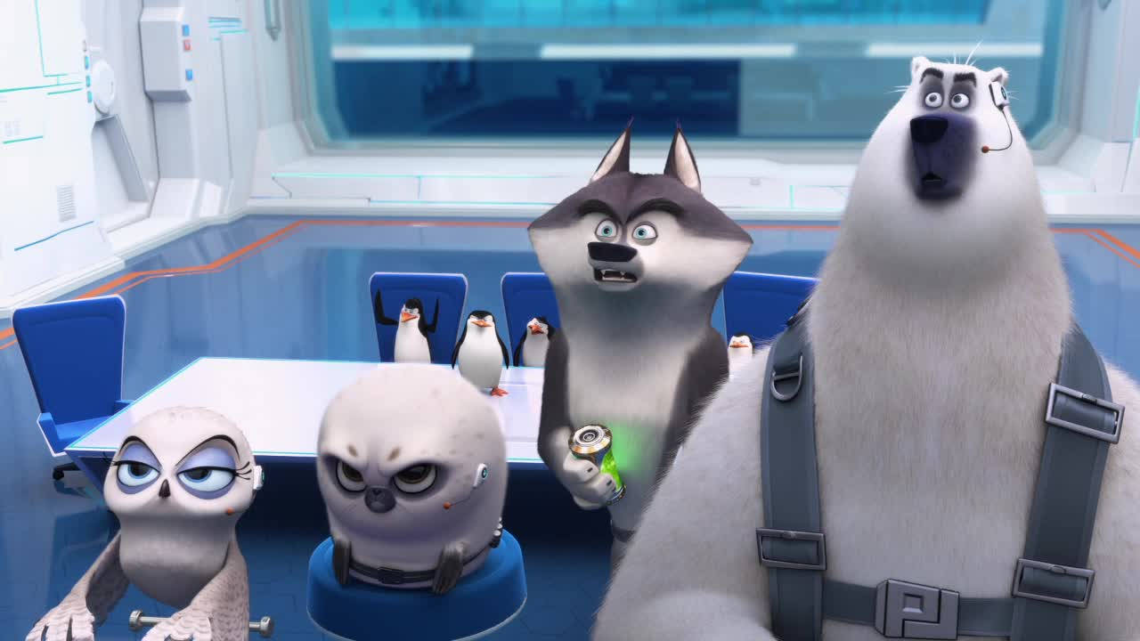 Penguins Of Madagascar, futuristic spaceship control room, glowing blue panels, HD Desktop Wallpaper