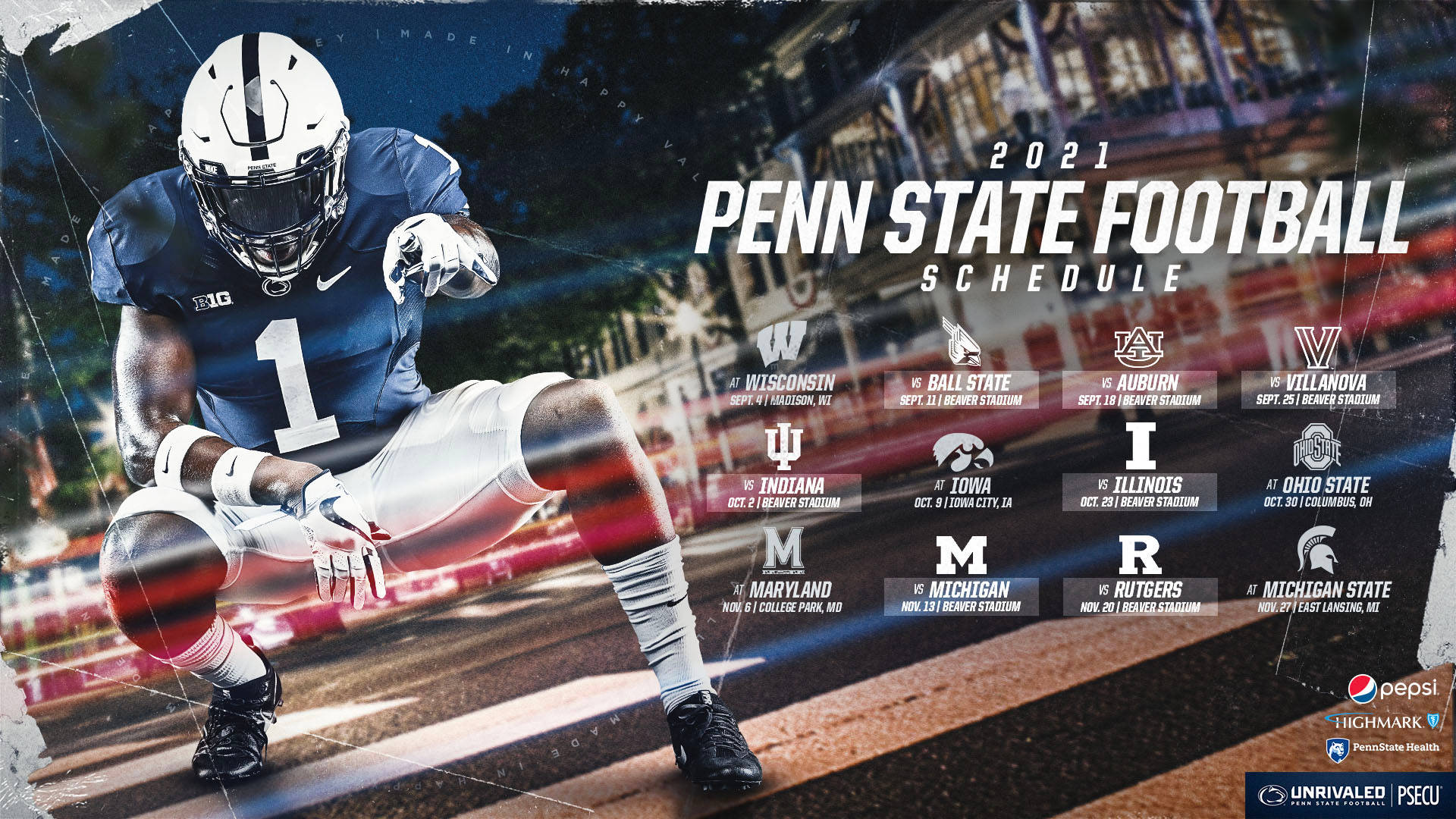 Penn State, blue and white gear, 2021 schedule, Full HD Desktop Wallpaper