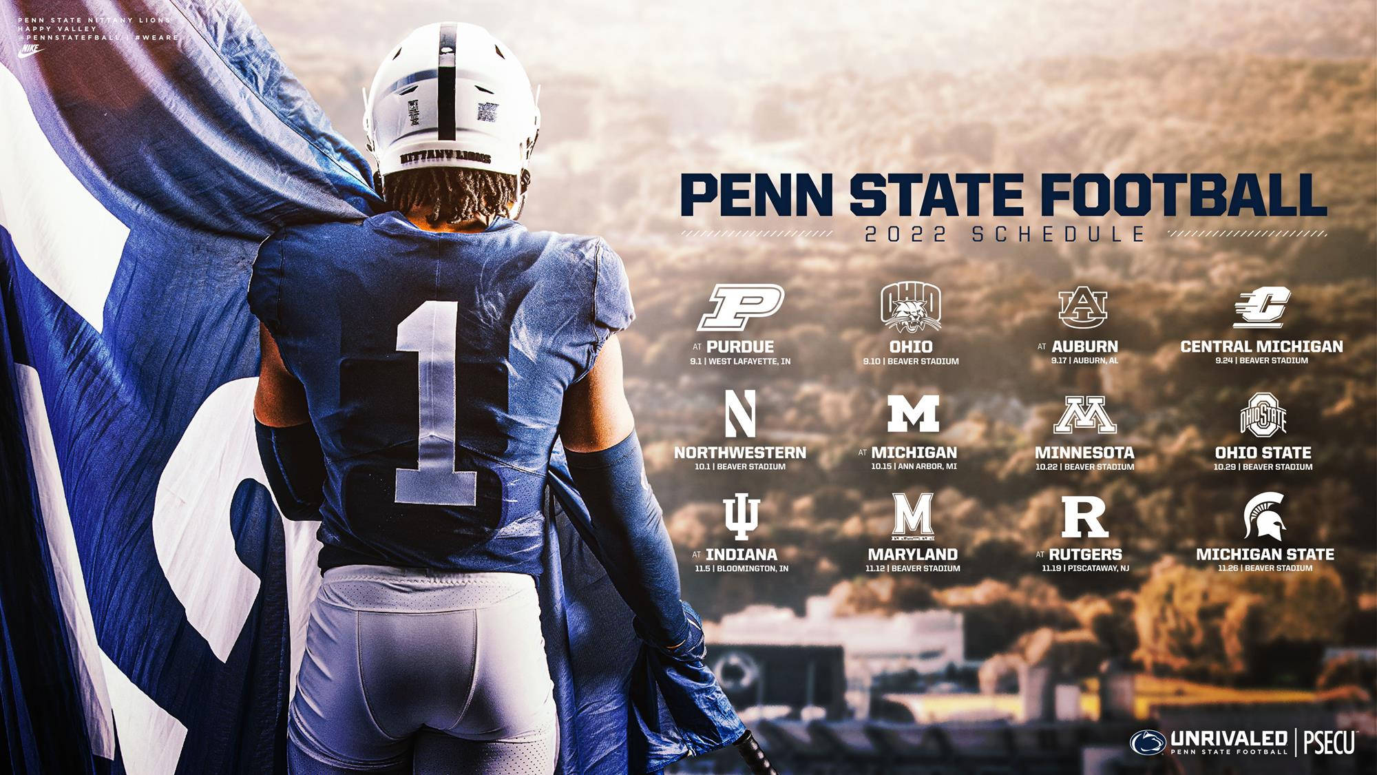Penn State, football player, blue jersey, Full HD Desktop Wallpaper