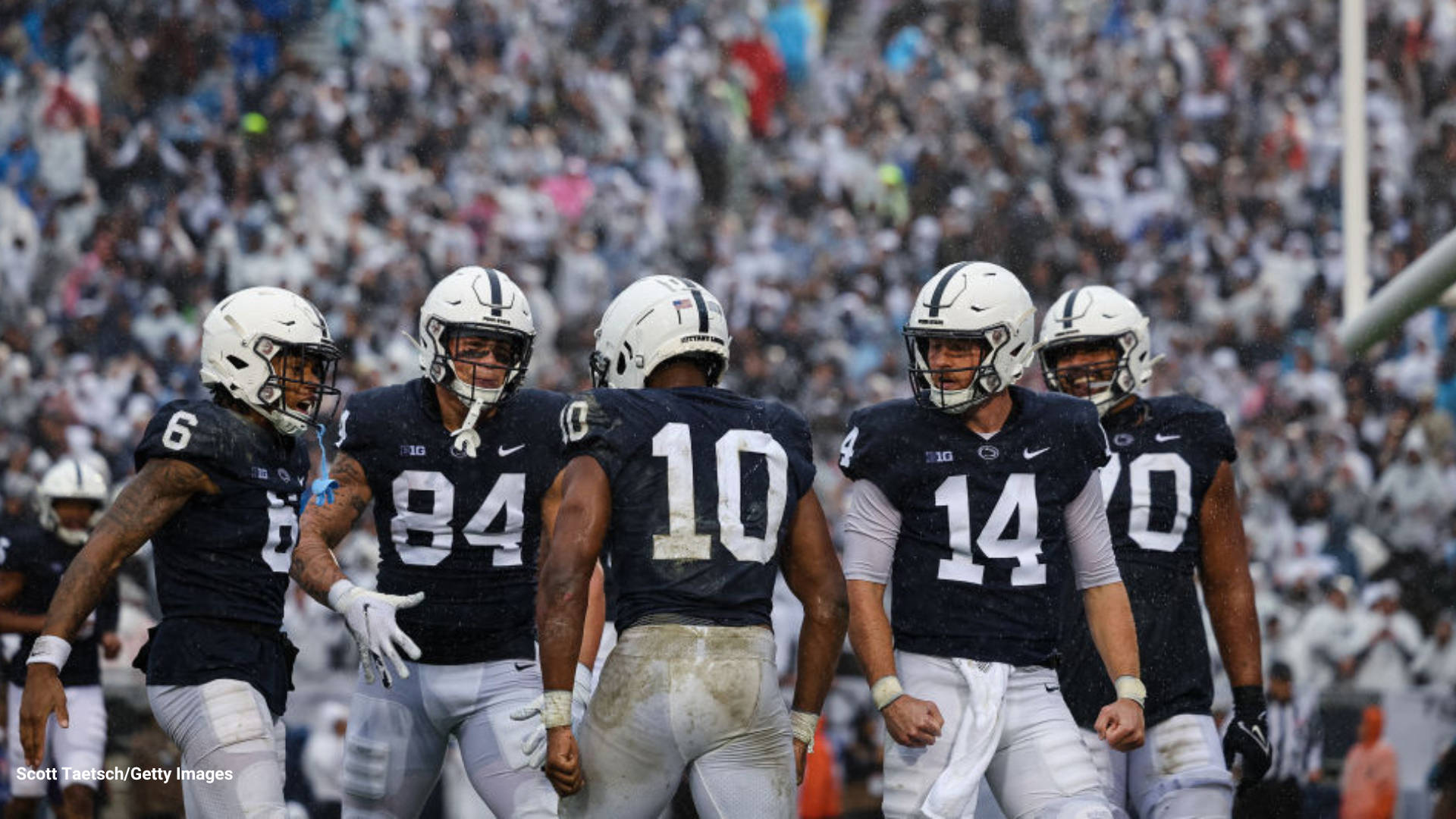 Penn State, football players, navy jerseys, Full HD Desktop Wallpaper