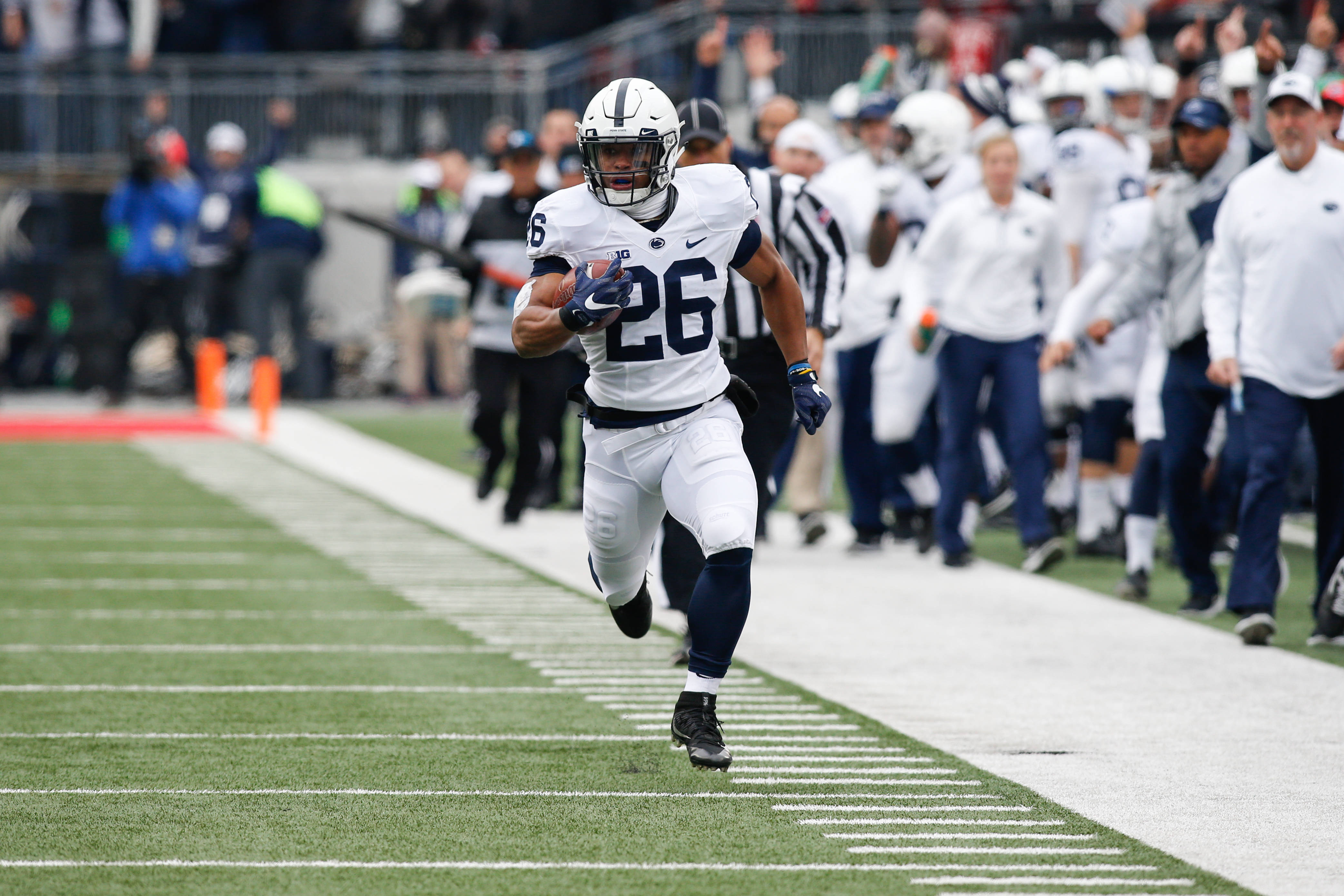 Penn State, football player, white uniform, 4K Desktop Wallpaper