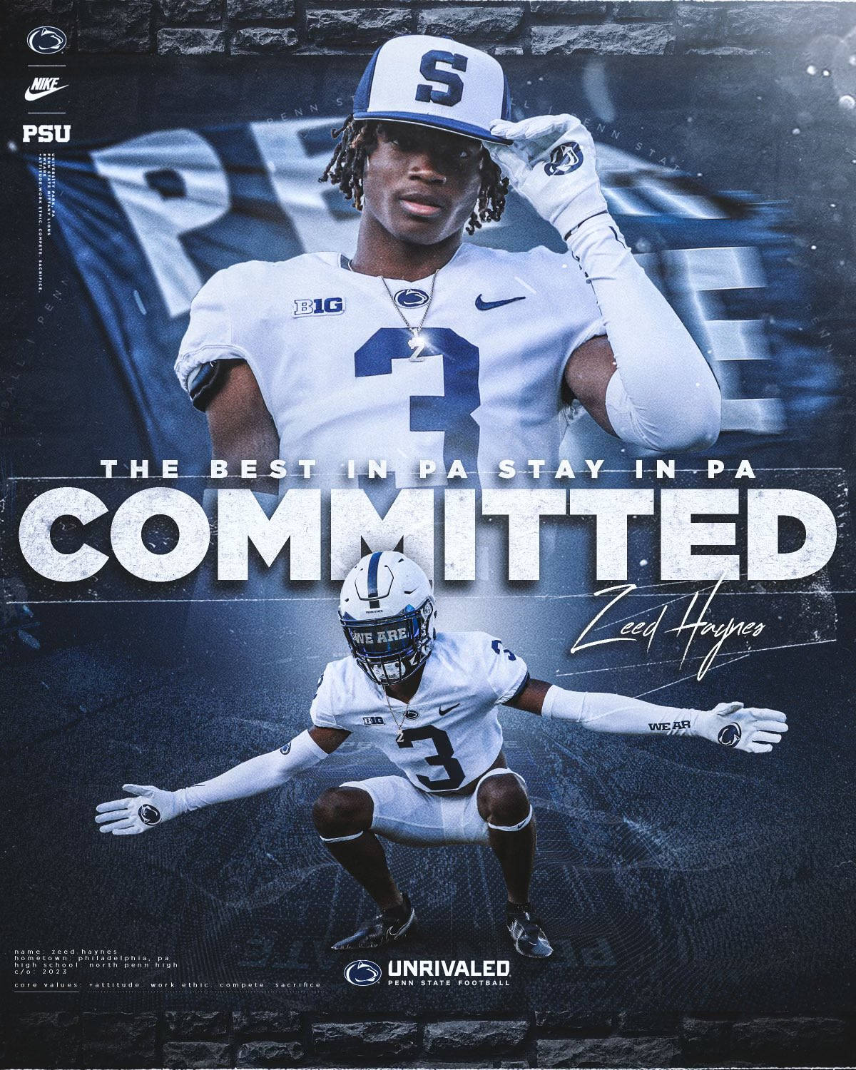 Penn State, football recruit, white uniform, HD Phone Wallpaper