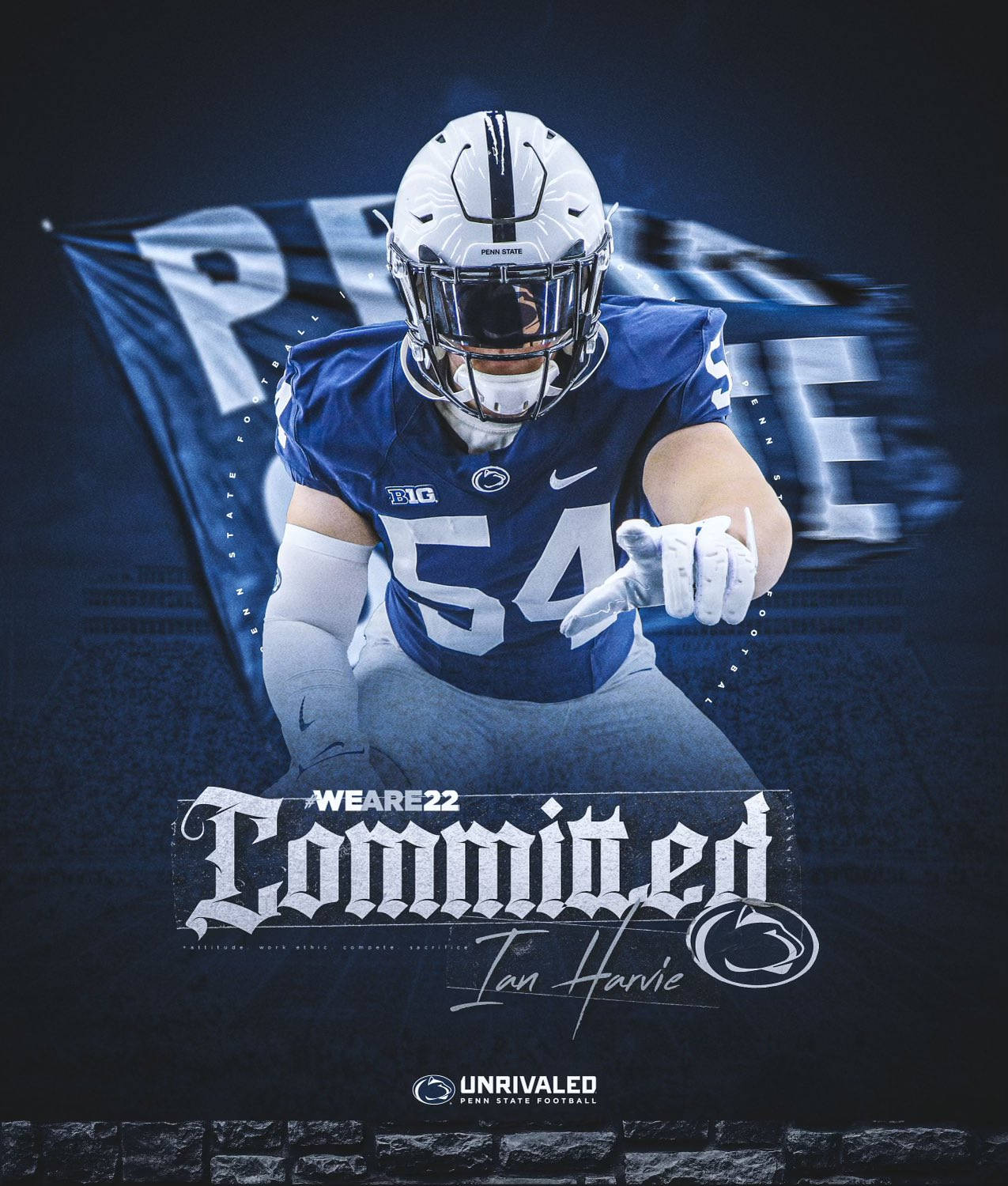 Penn State, blue jersey number 54, dark blue background, HD Phone Wallpaper
