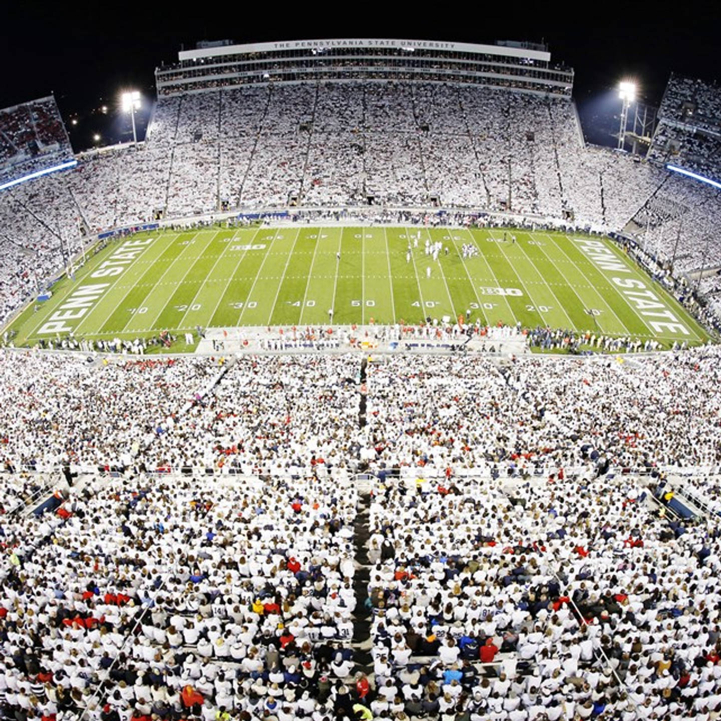 Pennsylvania State University, football stadium, fans in white, HD Desktop Wallpaper