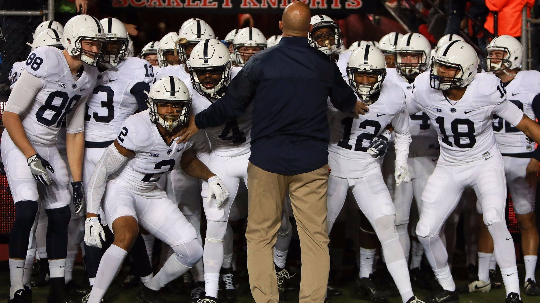 Pennsylvania State University, white football gear, stadium lights, Full HD Desktop Wallpaper