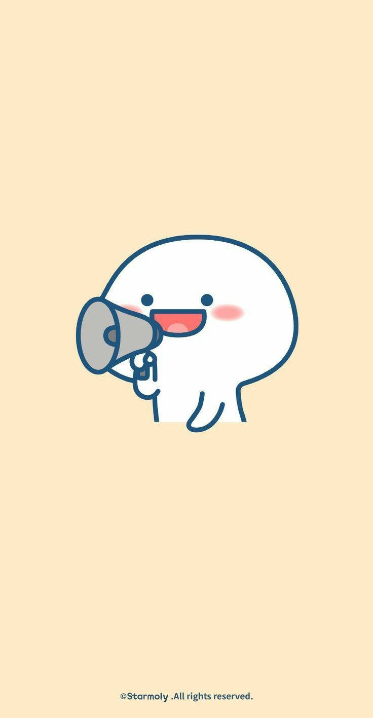 Pentol, megaphone, white cartoon character, HD Phone Wallpaper