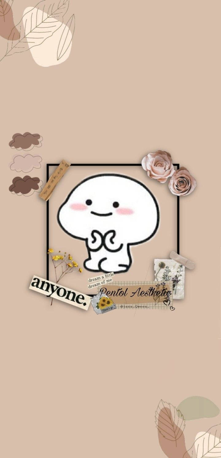 Pentol, white cartoon character, pastel flowers, HD Phone Wallpaper