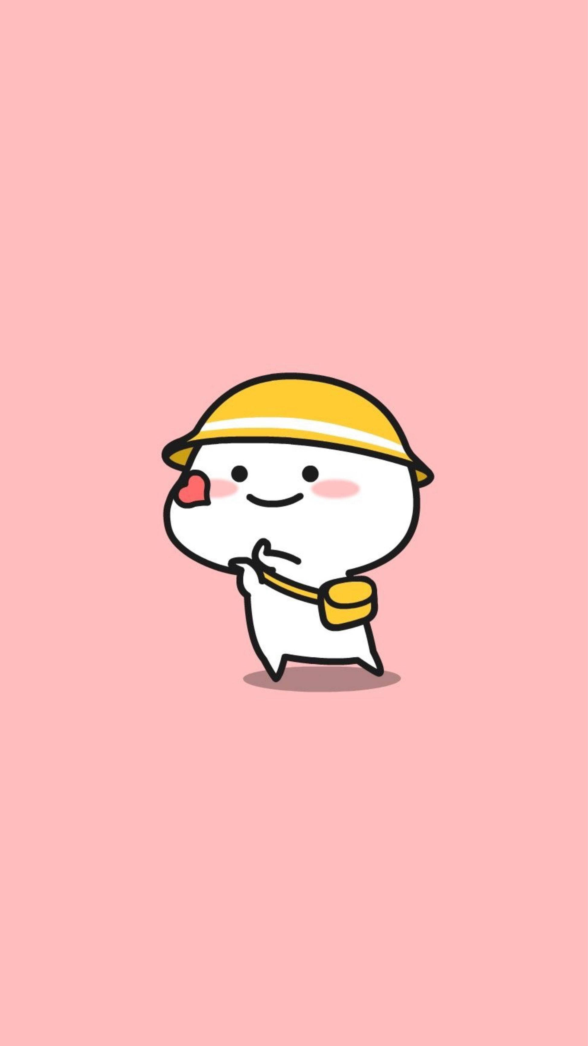 Pentol, yellow hat, white cartoon character, 2K Phone Wallpaper
