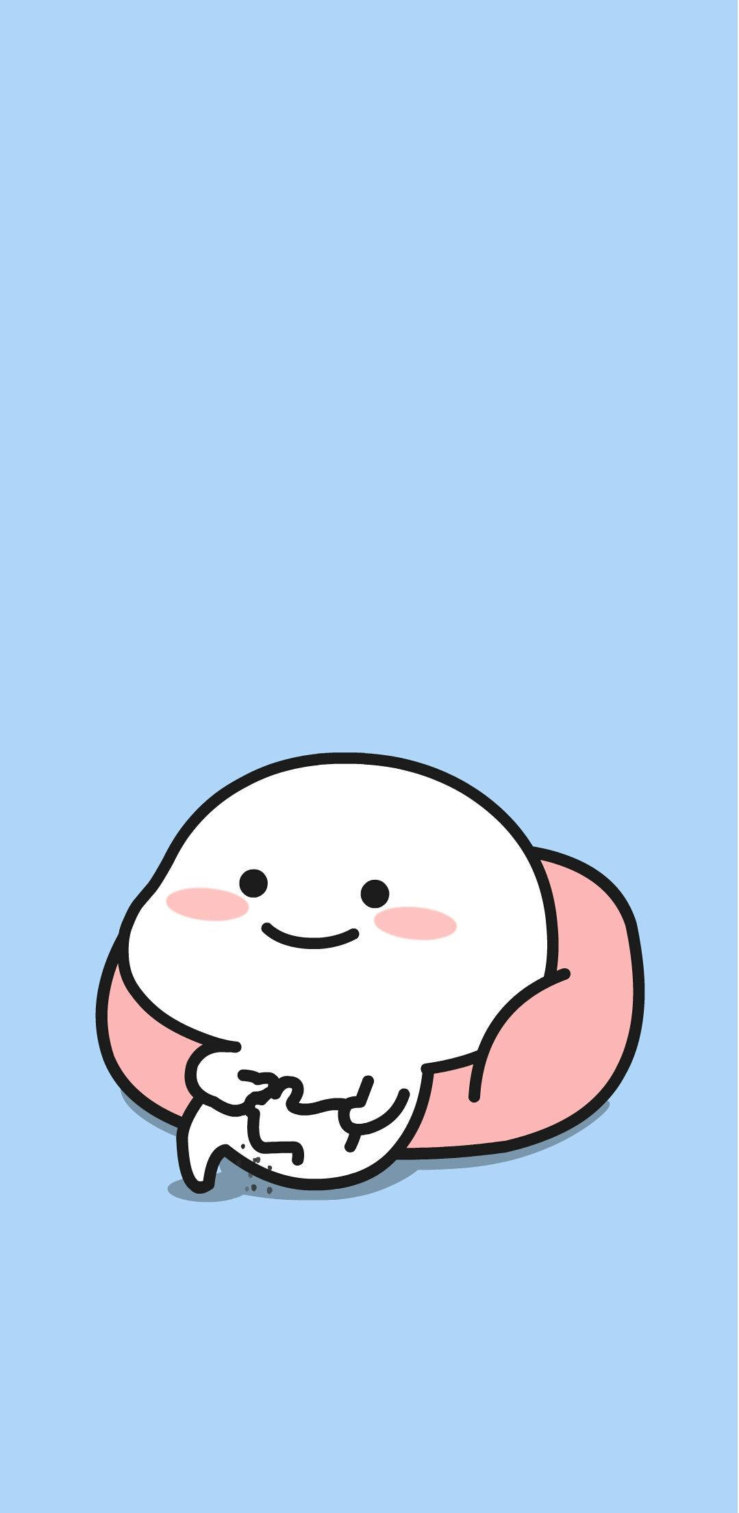 Pentol, fluffy, white cartoon character, Full HD Phone Wallpaper
