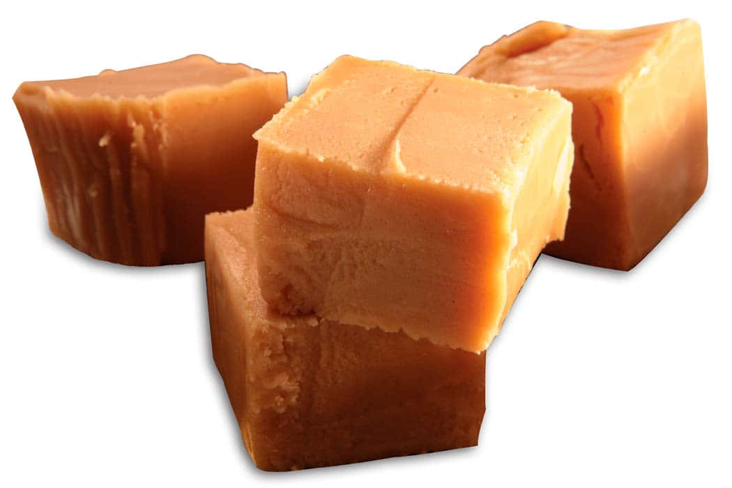 Penuche Fudge, rustic wooden table, glossy caramel-colored fudge, SD Desktop Wallpaper