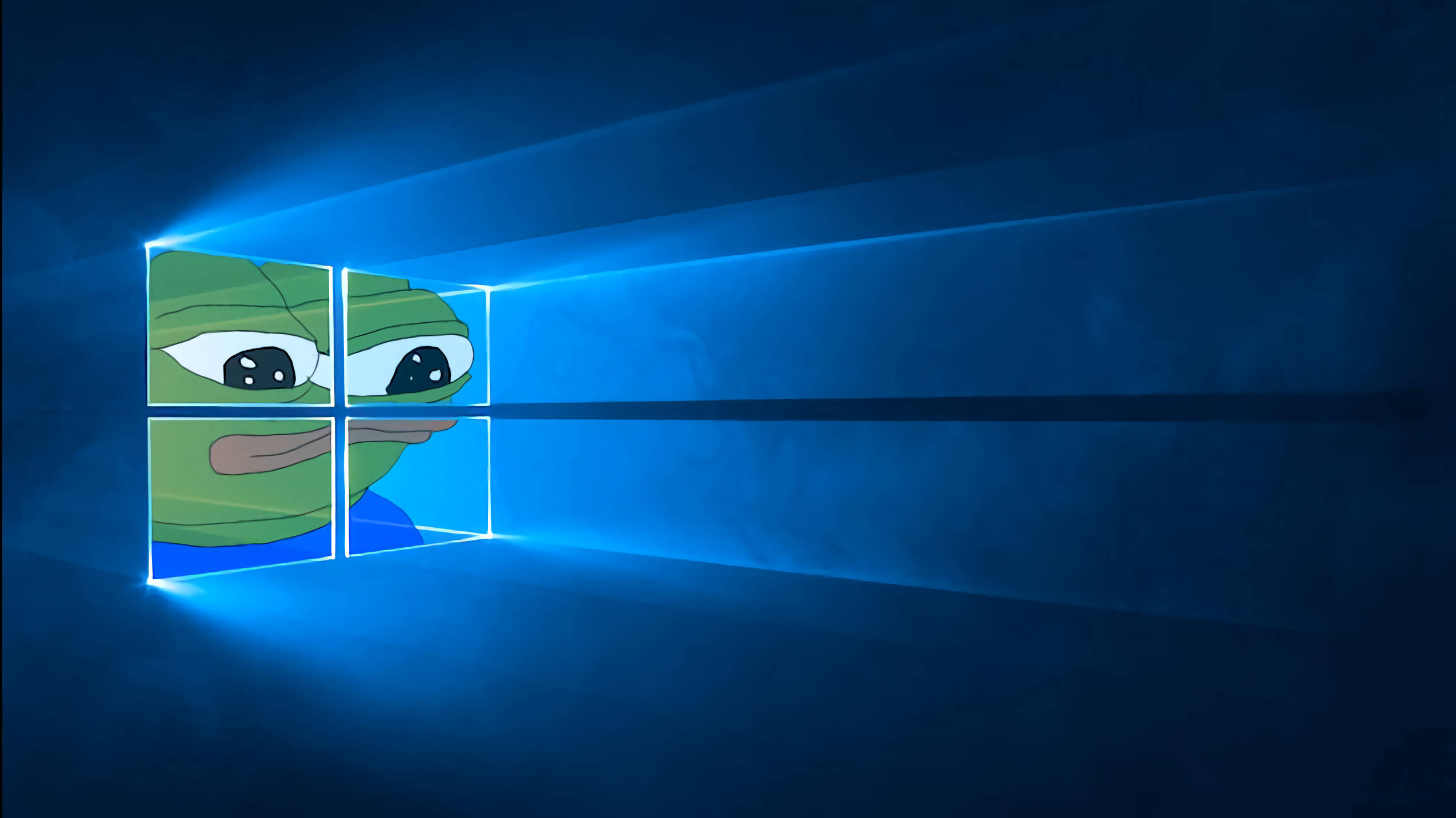 Pepe The Frog, Windows logo, glowing blue, Full HD Desktop Wallpaper