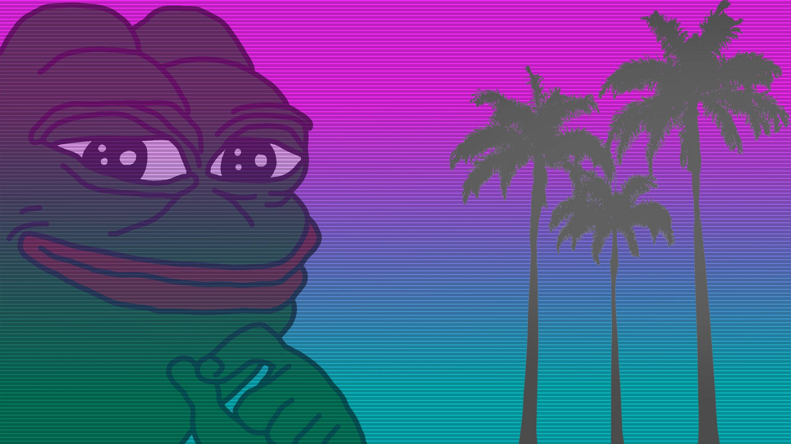 Pepe The Frog, smirking, neon, 2K Desktop Wallpaper