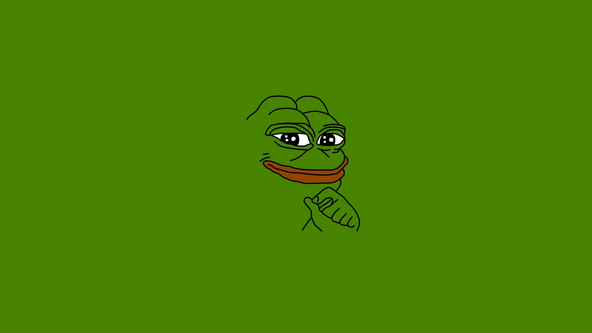 Pepe The Frog, minimalist line-art, smug grin, Full HD Desktop Wallpaper