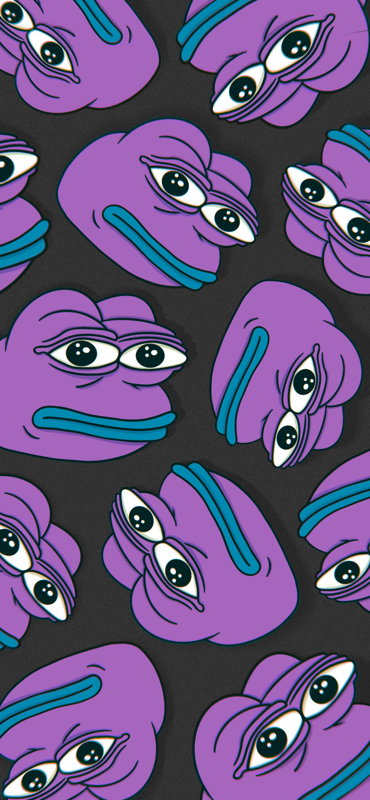 Pepe The Frog, purple pattern, blue mouths, 2K Phone Wallpaper