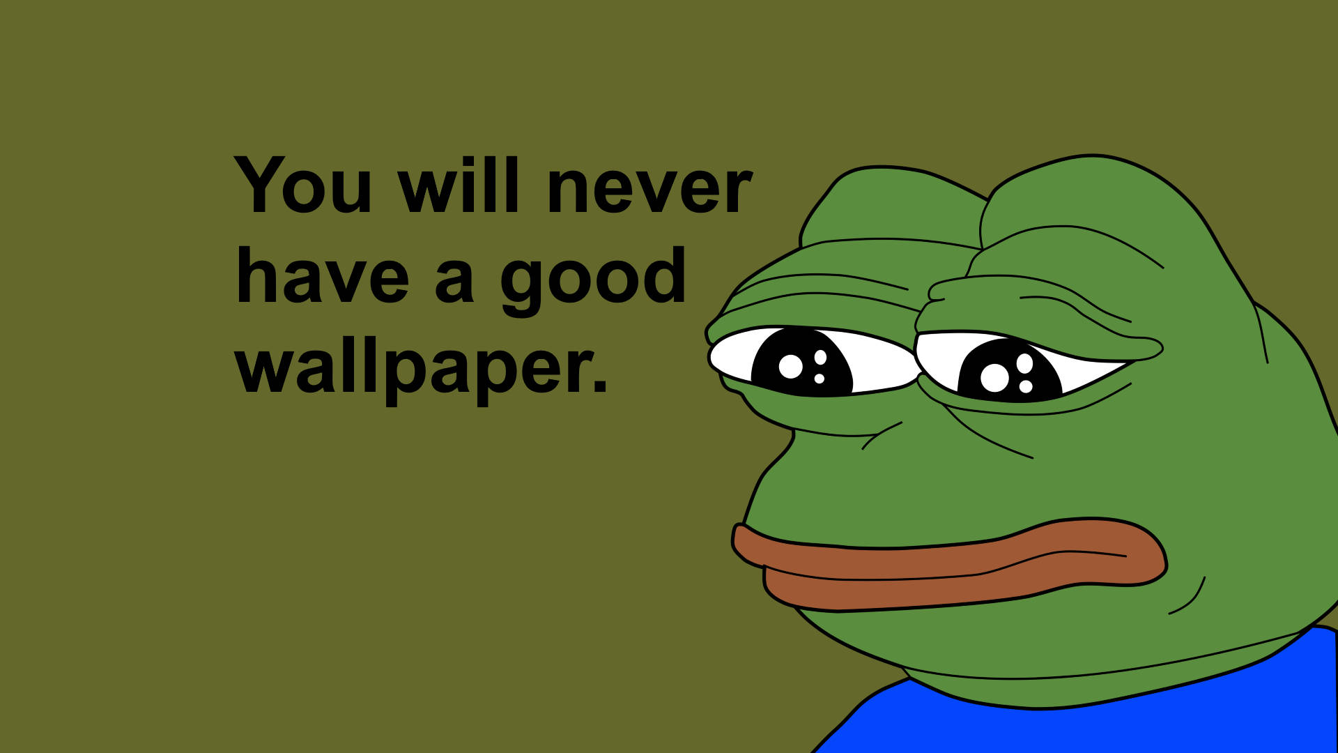 Pepe The Frog, green cartoon frog, sad expression, Full HD Desktop Wallpaper