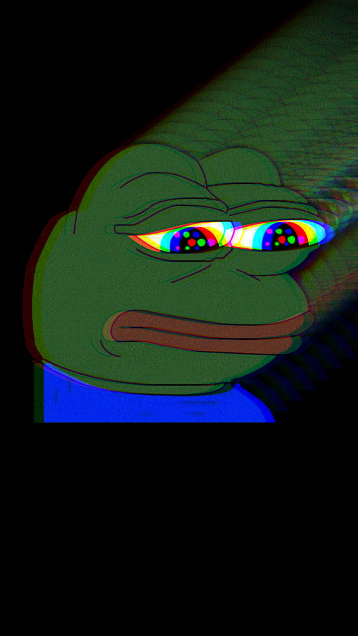 Pepe The Frog, green cartoon frog, glowing rainbow eyes, HD Phone Wallpaper