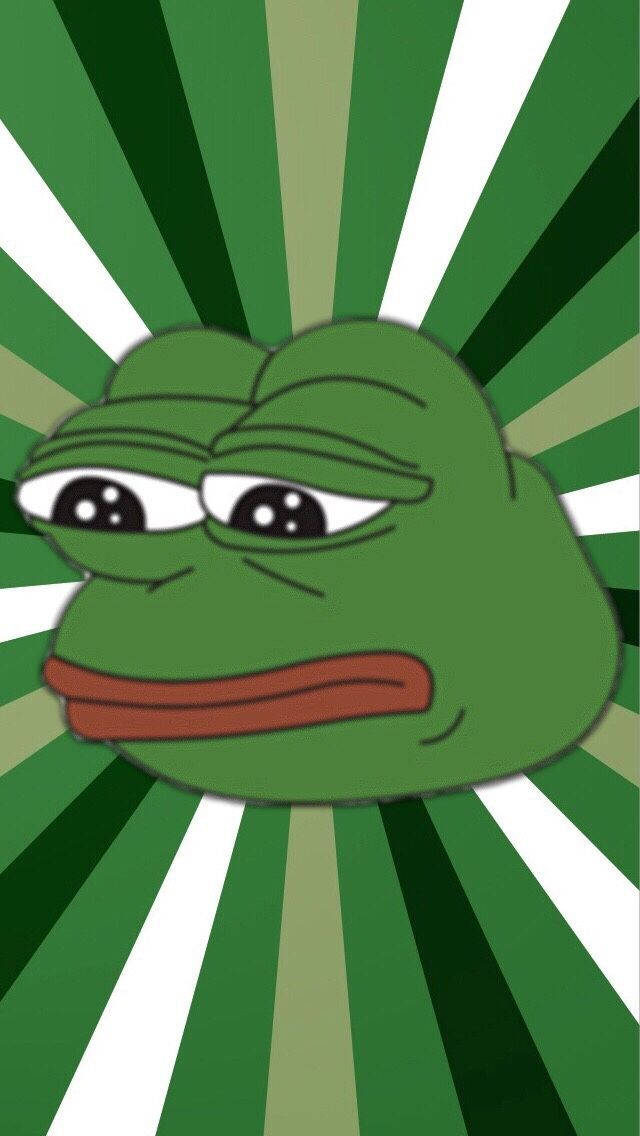 Pepe The Frog, bored expression, green and white radial burst background, SD Phone Wallpaper