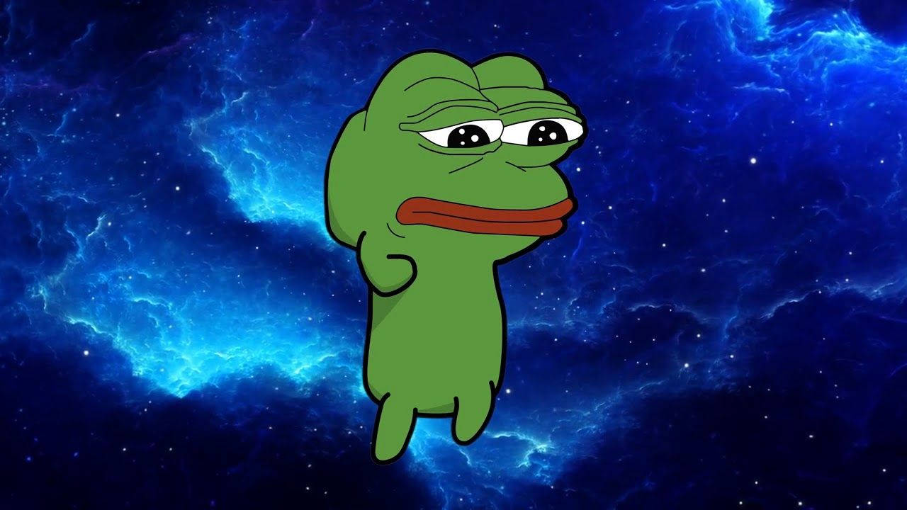 Pepe The Frog, blue galaxy, vibrant blue cosmic nebula, HD Desktop Wallpaper