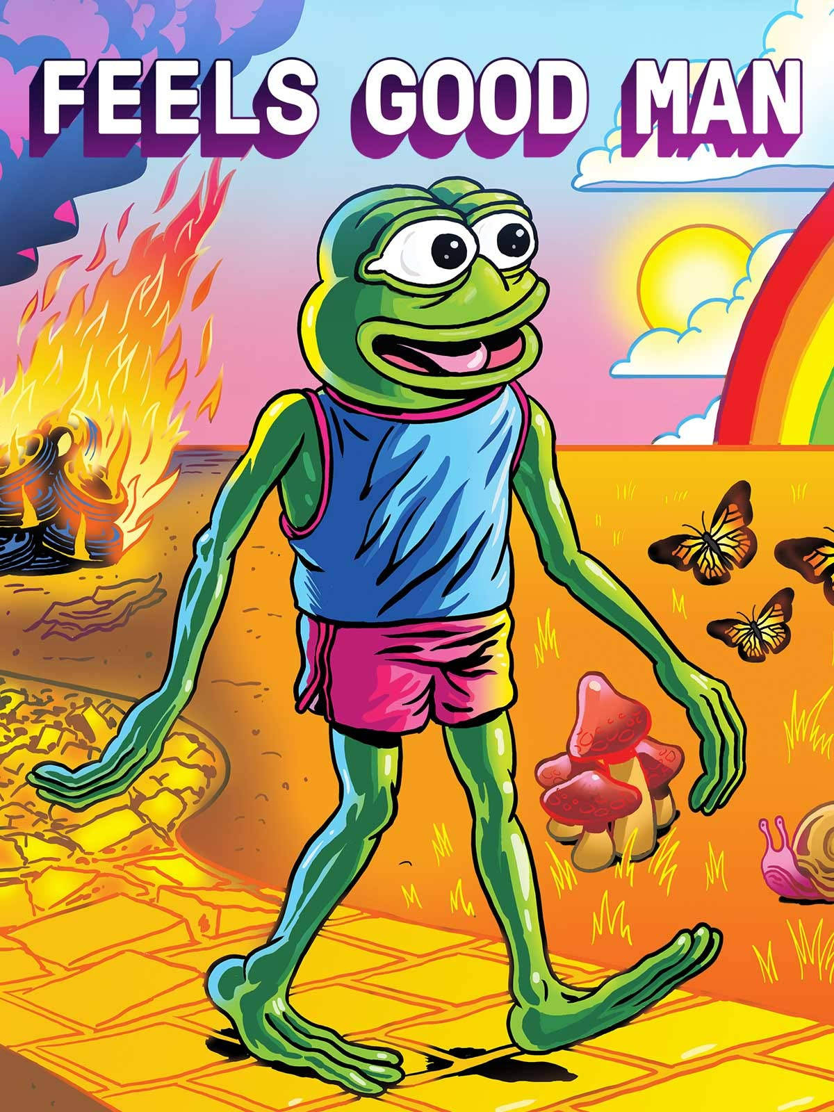 Pepe The Frog, blue tank top, pink shorts, HD Phone Wallpaper
