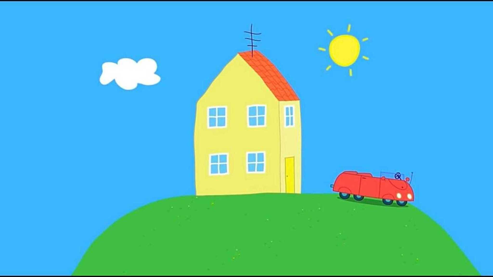 Peppa Pig, colorful house, yellow house, Full HD Desktop Wallpaper