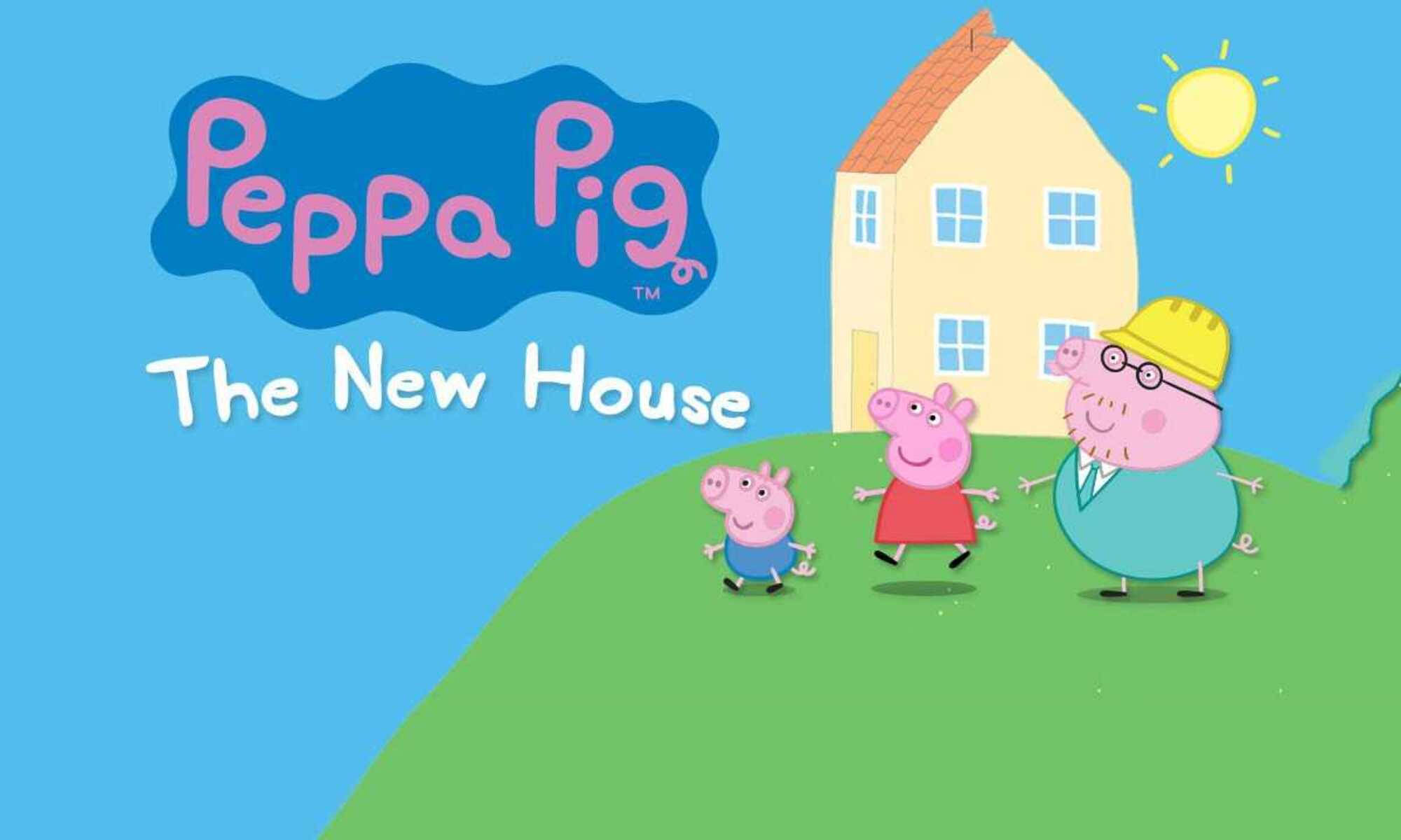 Peppa Pig, new yellow house, green hill, Full HD Desktop Wallpaper