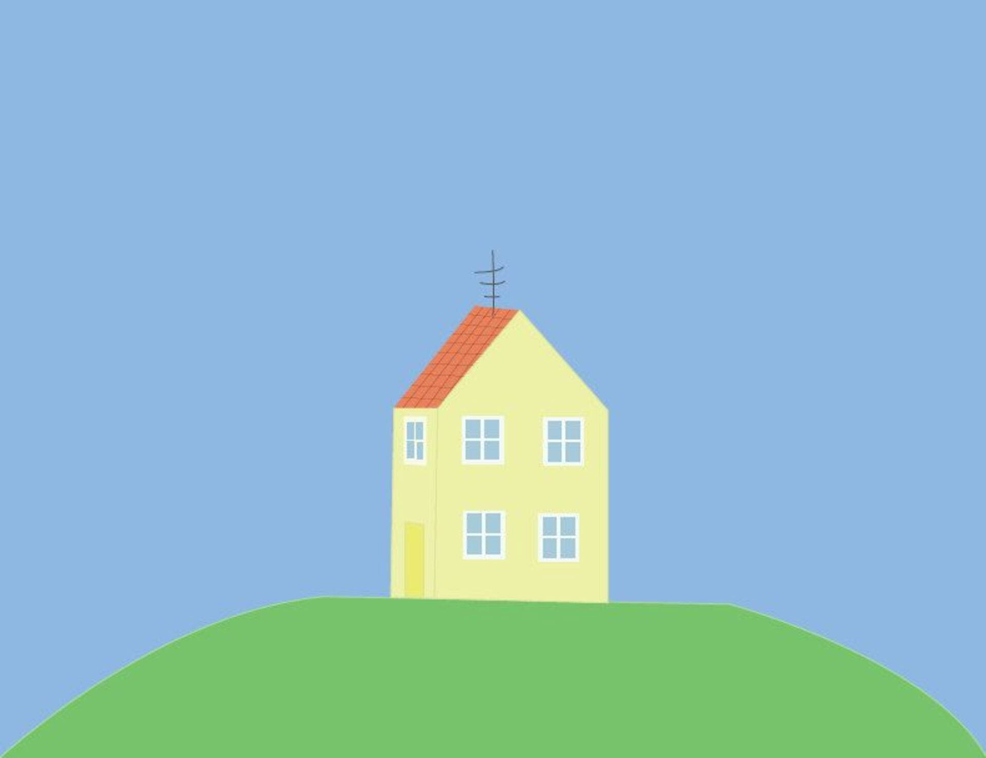 Peppa Pig House, yellow house, red roof, Full HD Desktop Wallpaper