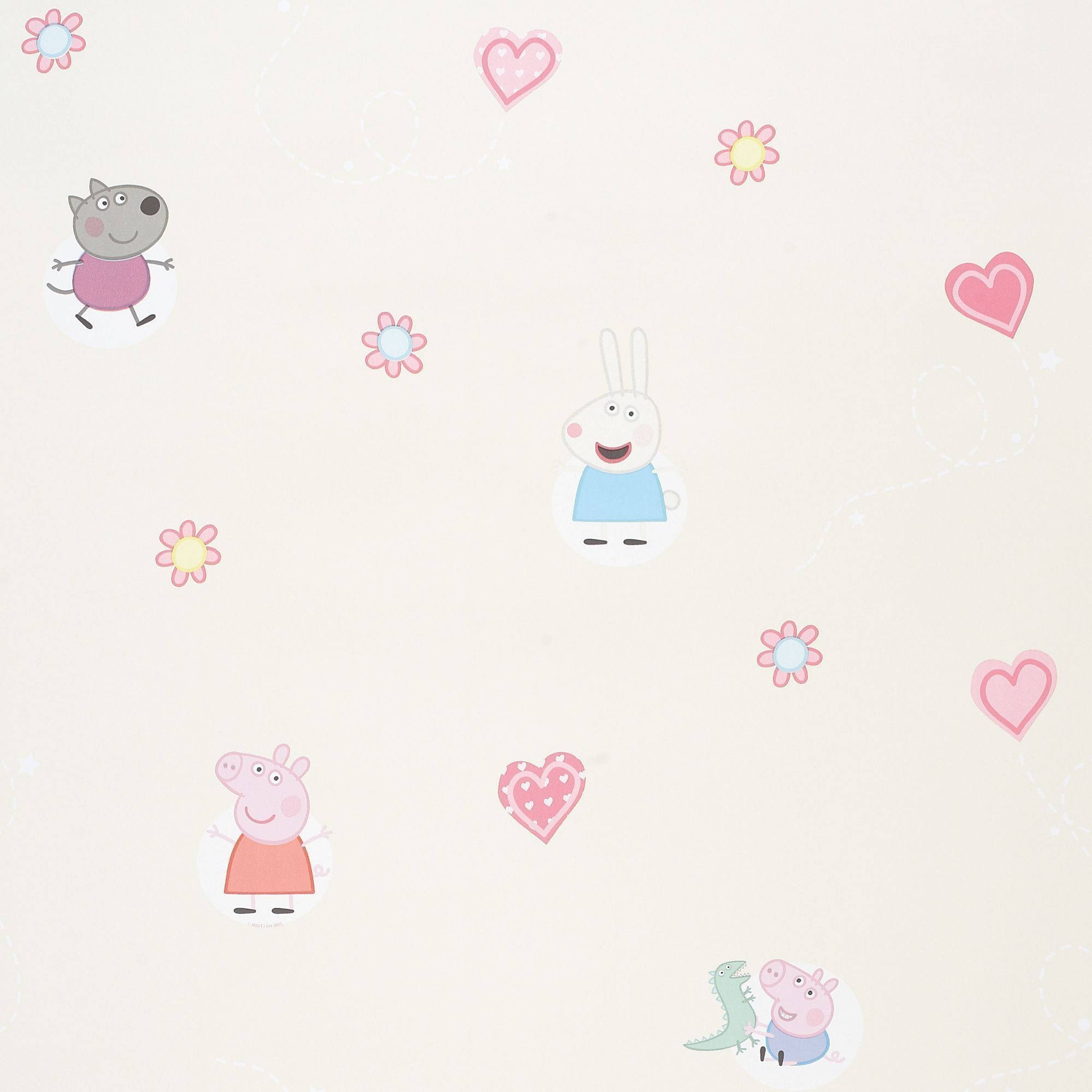 Peppa Pig, friends, pink hearts, Full HD Phone Wallpaper