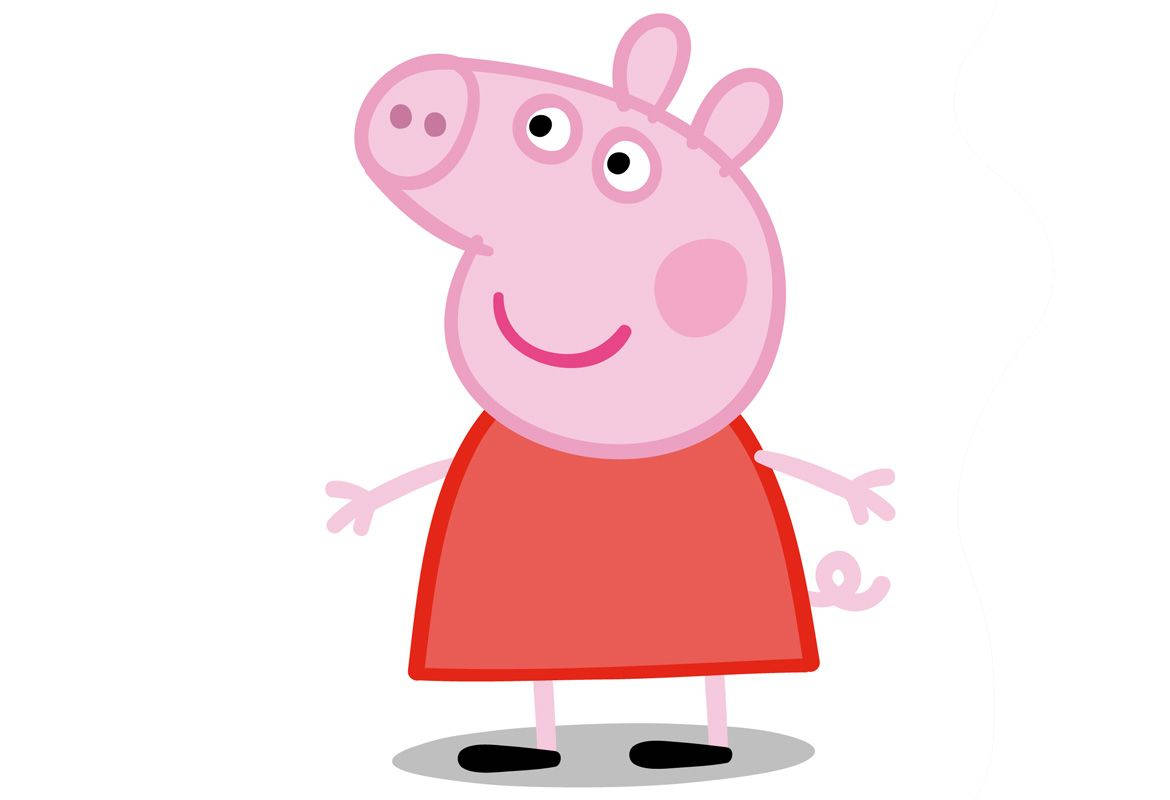 Peppa Pig, red dress, white background, SD Desktop Wallpaper