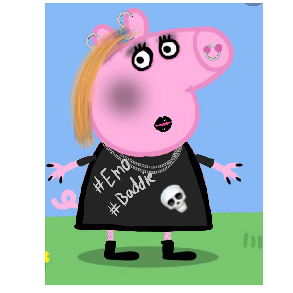 Peppa Pig, emo baddie, piercings, SD Desktop Wallpaper