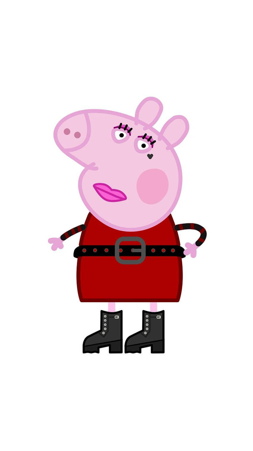 Peppa Pig, red outfit, black belt, HD Phone Wallpaper