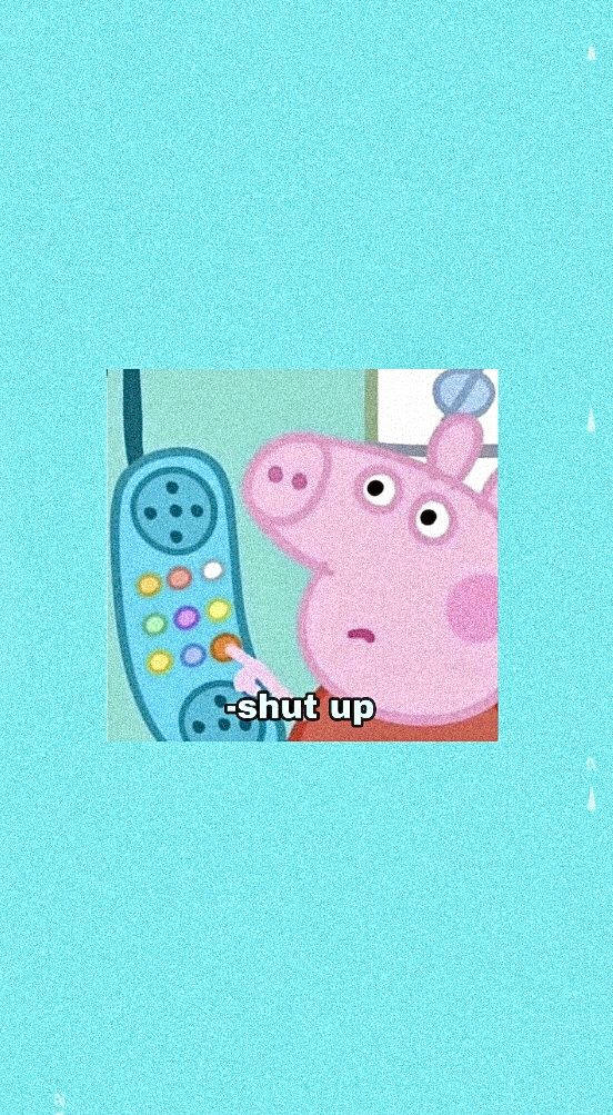 Peppa Pig, retro phone, teal background, SD Phone Wallpaper