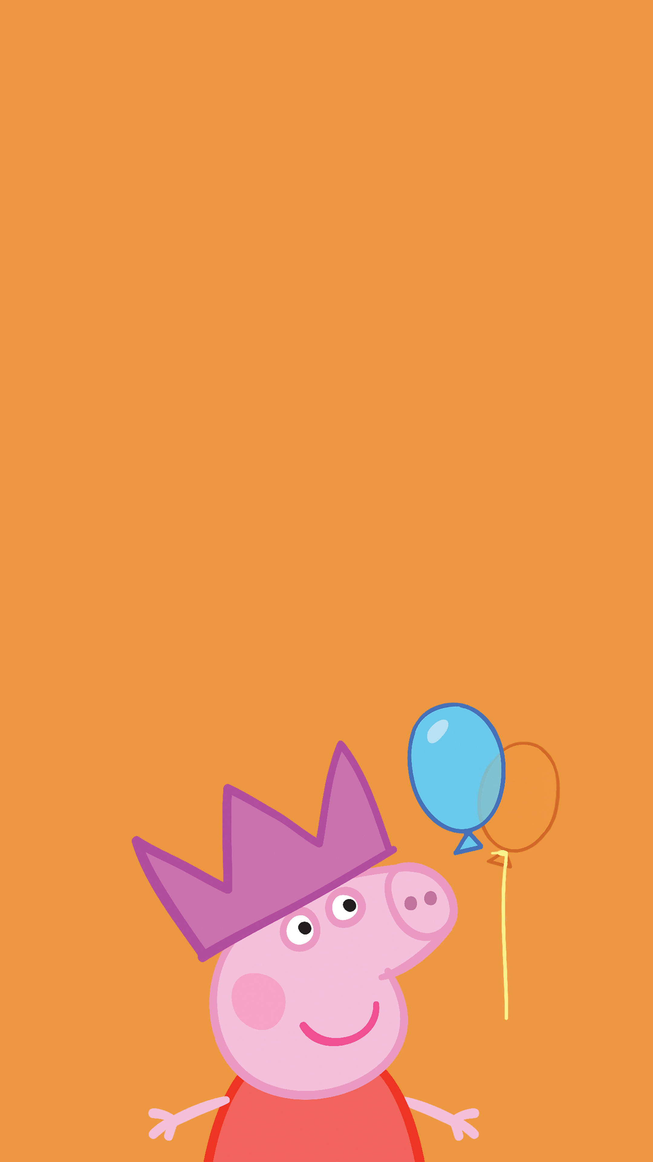 Peppa Pig, purple crown, blue balloon, 4K Phone Wallpaper