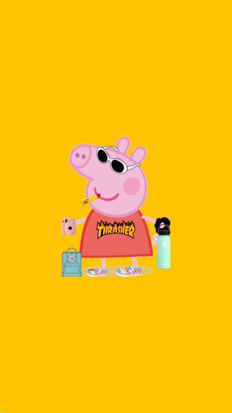 Peppa Pig, sunglasses, Thrasher shirt, HD Phone Wallpaper