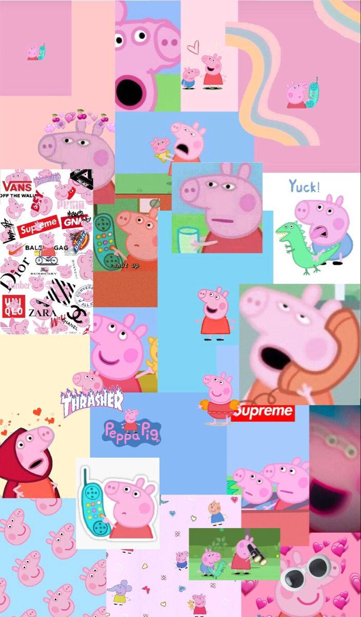 Peppa Pig, iPhone, collage, SD Phone Wallpaper